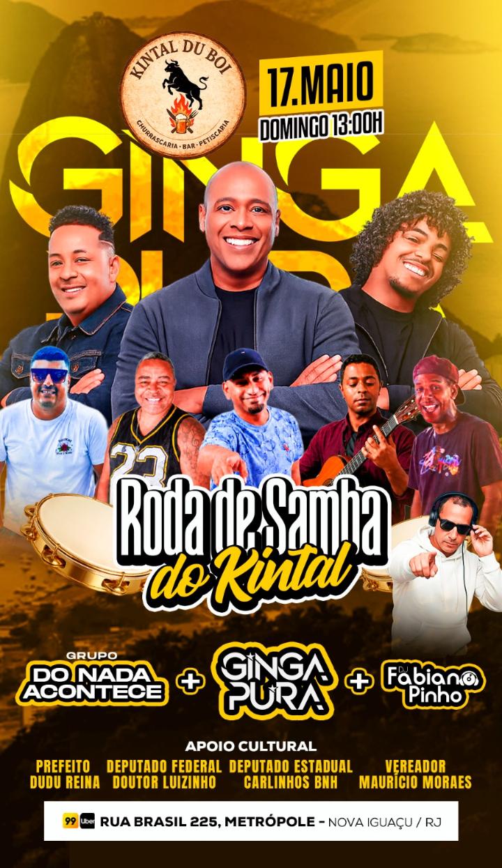 Ginga Pura, Grupo Do Nada Acontece e DJ Fabiano Pinho agitam Roda de Samba no Kintal do Boi em Nova Iguaçu
