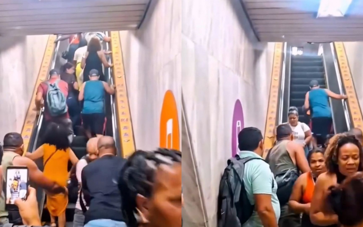 ESCADA ROLANTE MUDA DE SENTIDO LOTADA E DEIXA PASSAGEIROS EM SITUAÇÃO DE TENSÃO NA CENTRAL DO BRASIL