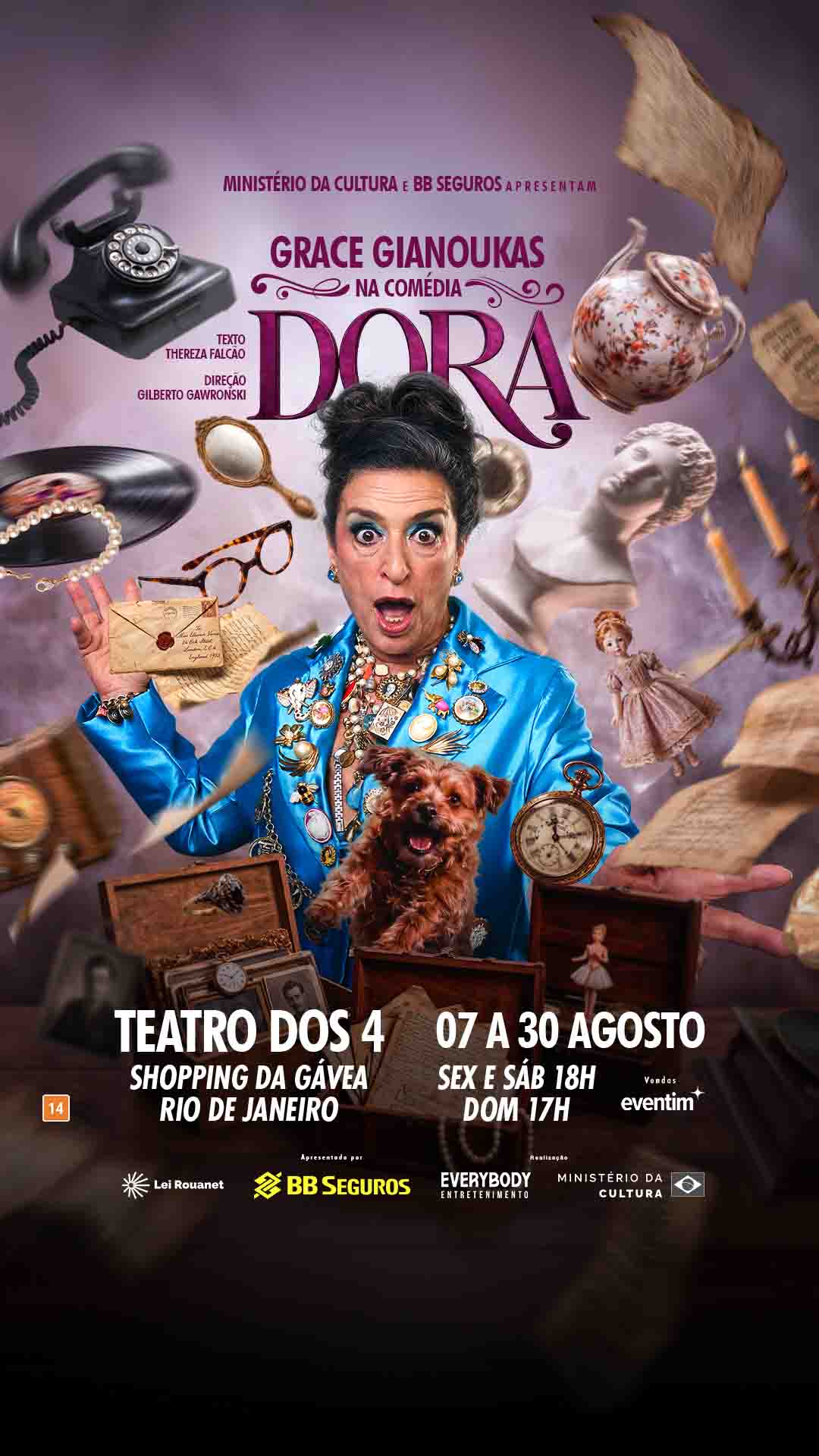 Grace Gianoukas estreia “Dora”, comédia inédita de Thereza Falcão, no Teatro dos Quatro
